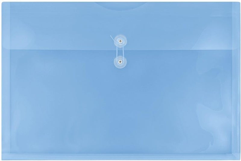 JAM Paper Plastic Envelopes with Button & String Tie Closure - Large Booklet - 12 x 18 - Blue - 3/Pack - Image 1